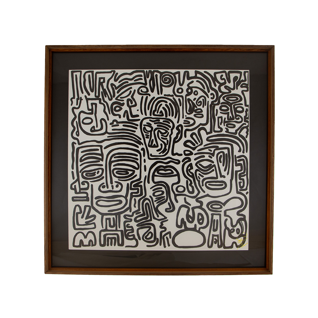 Contrasts press against one another here, yet out of the collision a clearer internal rhythm starts to emerge. Mêlée of Discovery: Artwork 002; framed monochrome artwork on paper