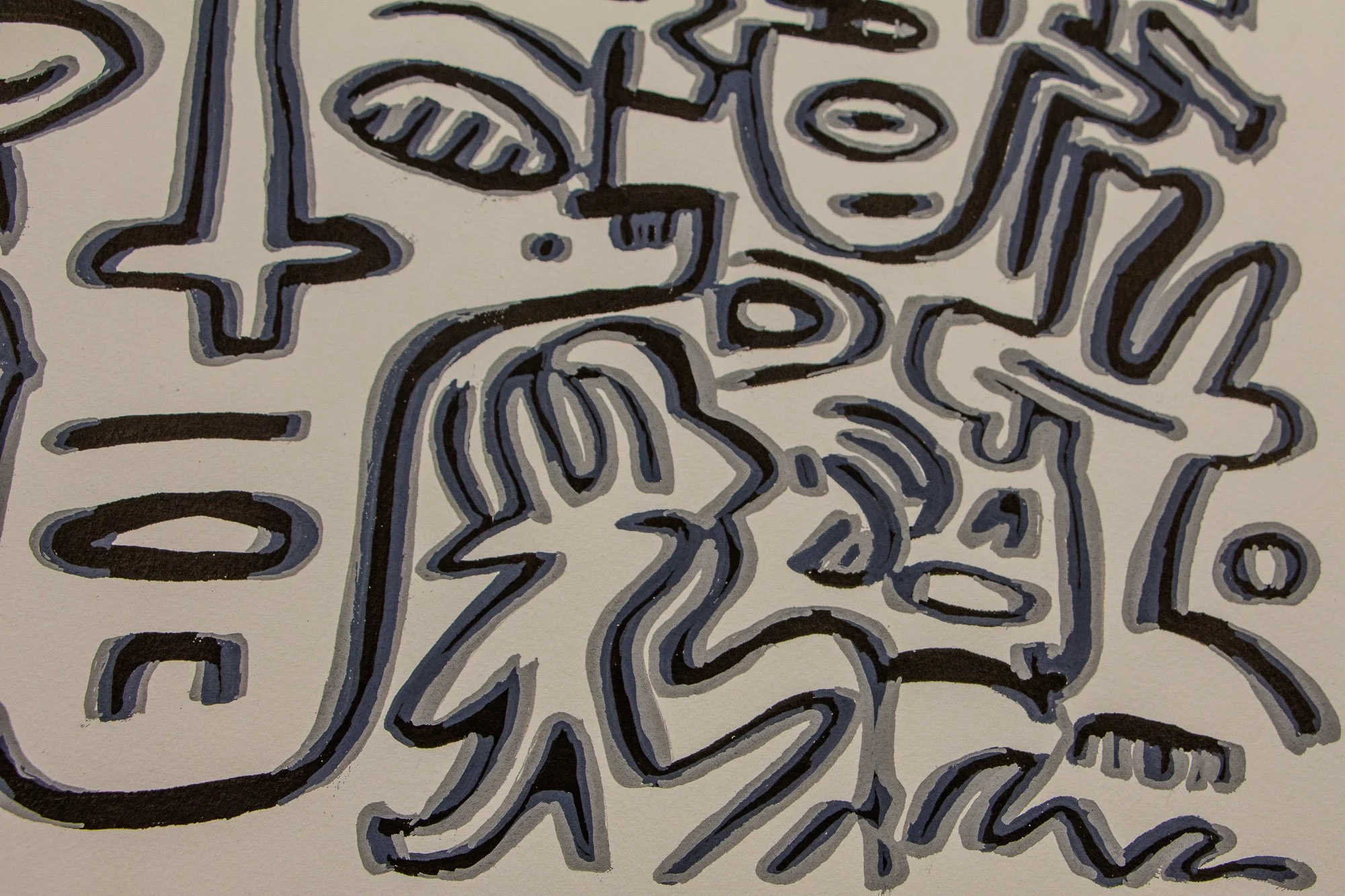 Luminous Parallax 004 detail: detail of a hand-like form pressed against a face, introducing tension between concealment, contact, and the unstable reading of bodily presence.