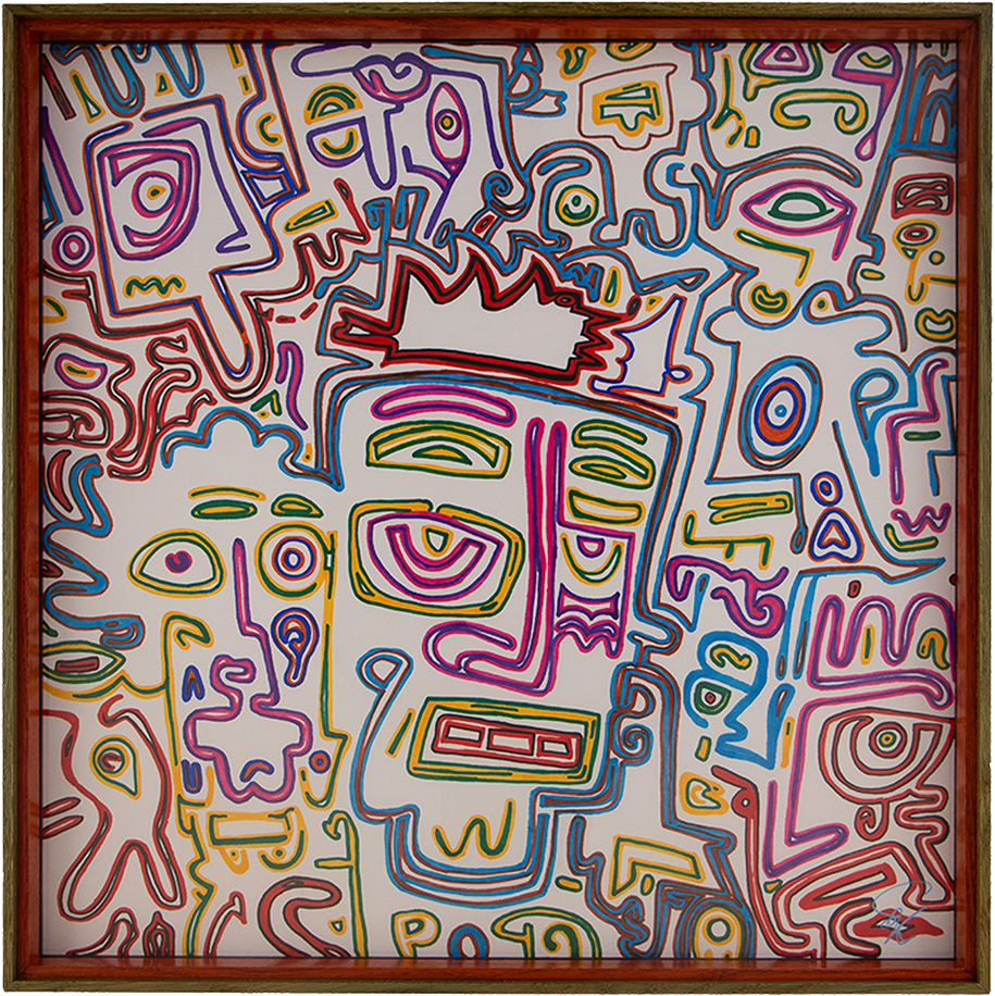 Playfulness moves forward here, yet the image holds enough structure to stay present with what it brings. Eclipsing Gravitas: Artwork 001; framed coloured artwork on paper