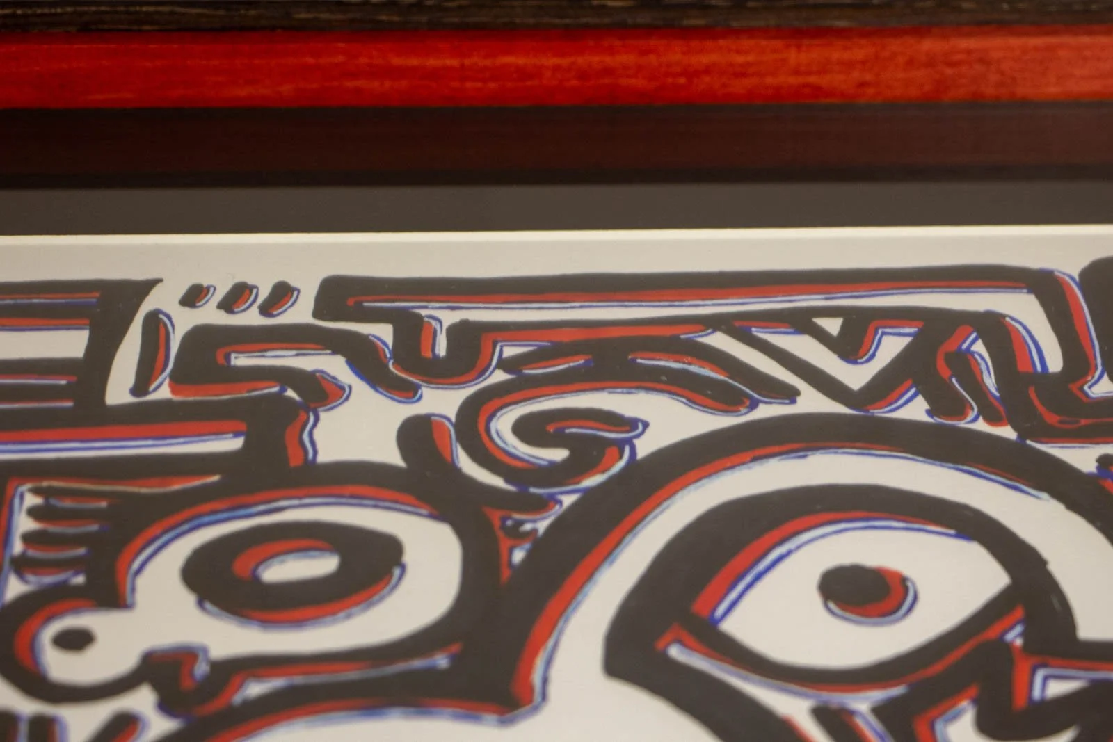 Flux Impromptu 003 frame: throat run, beech liner stained Granada and red continues along the inside; oak cap and light well create depth