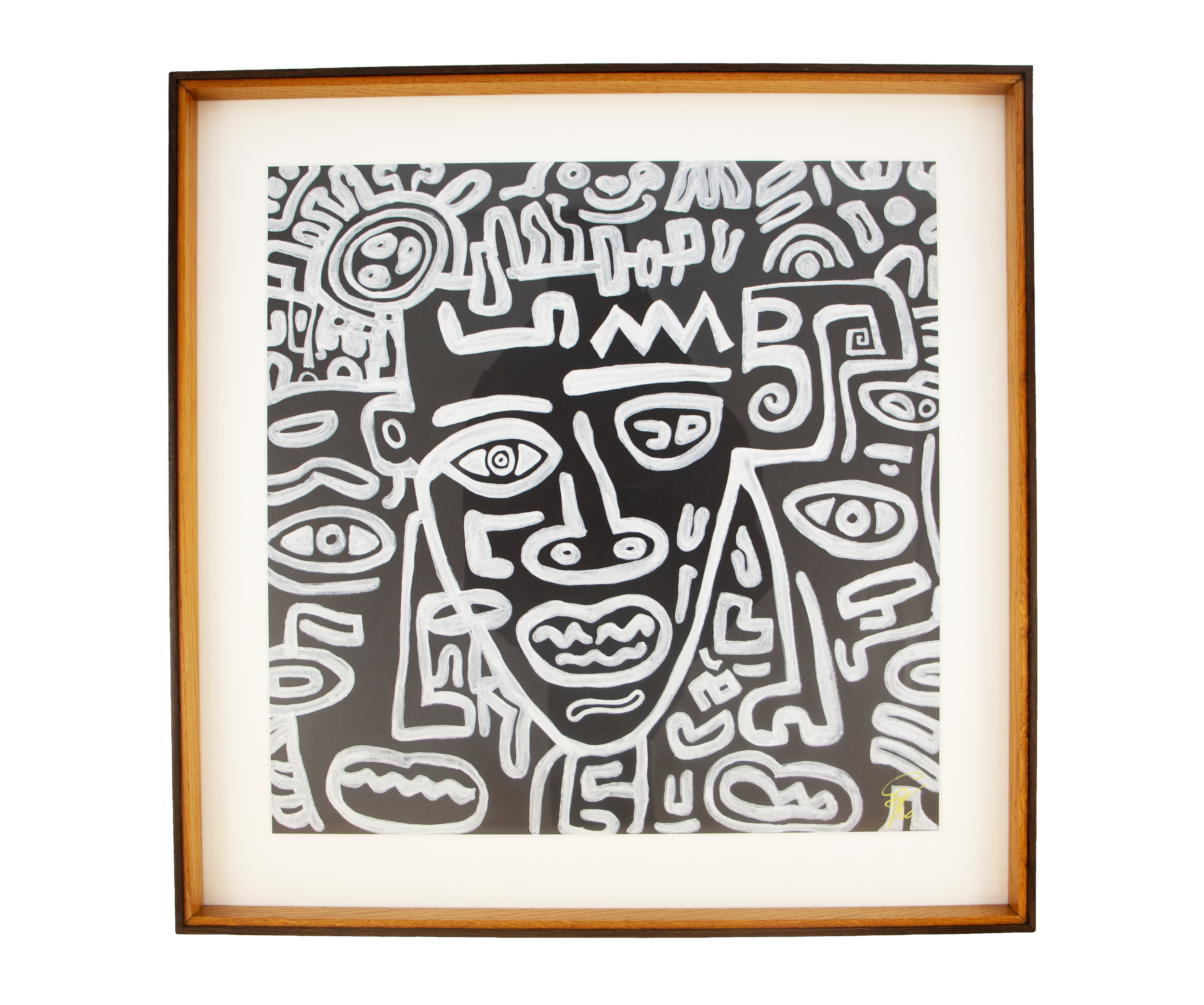 Stay with what is true now; self-worth steadies and influence from outside loosens. Metamorphic Entwining: 004; ink on paper; oak frame with a subtle wengé edge; frame accent: olive.