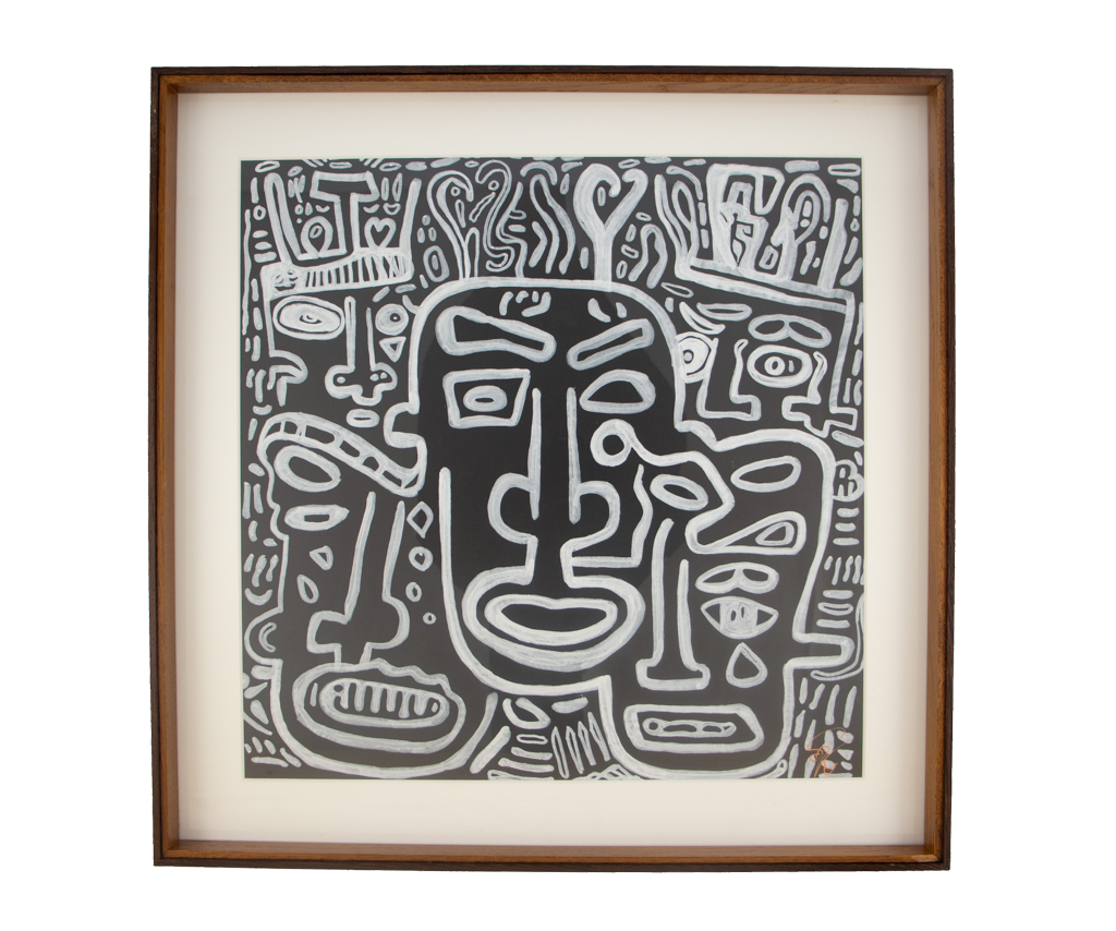 Anger tightens the field; pressure gathers and scrapes against the surface. Metamorphic Entwining: Artwork 001; ink on paper; oak frame with a subtle wengé edge; frame accent: cherry.