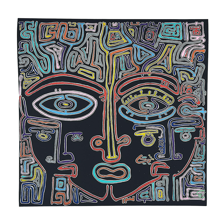 Borderlines Labyrinth Openingsposter: Posca marker on paper; mental health, self-love. Borderlines Labyrinth by Stefan Knuist | Variété.ist.