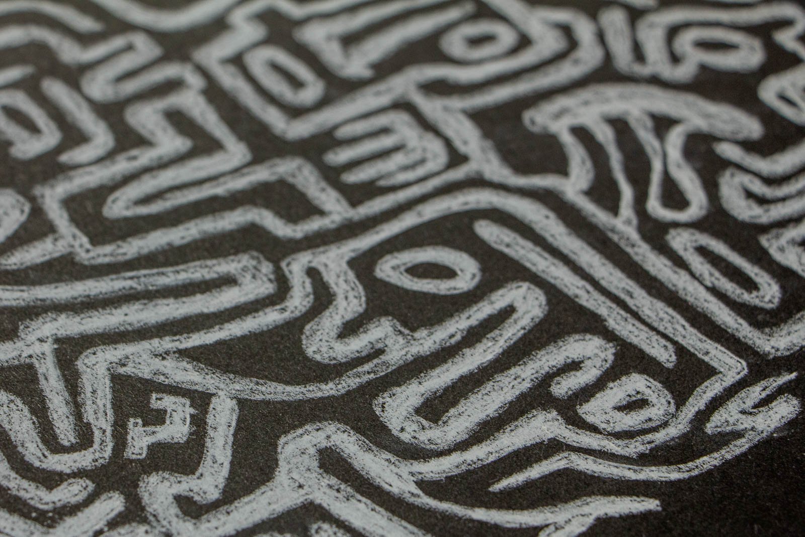 Synaptic Mythos 003 detail: diagonal flow of zig-zags and nested rectangles; double outlines create a vibrating rhythm