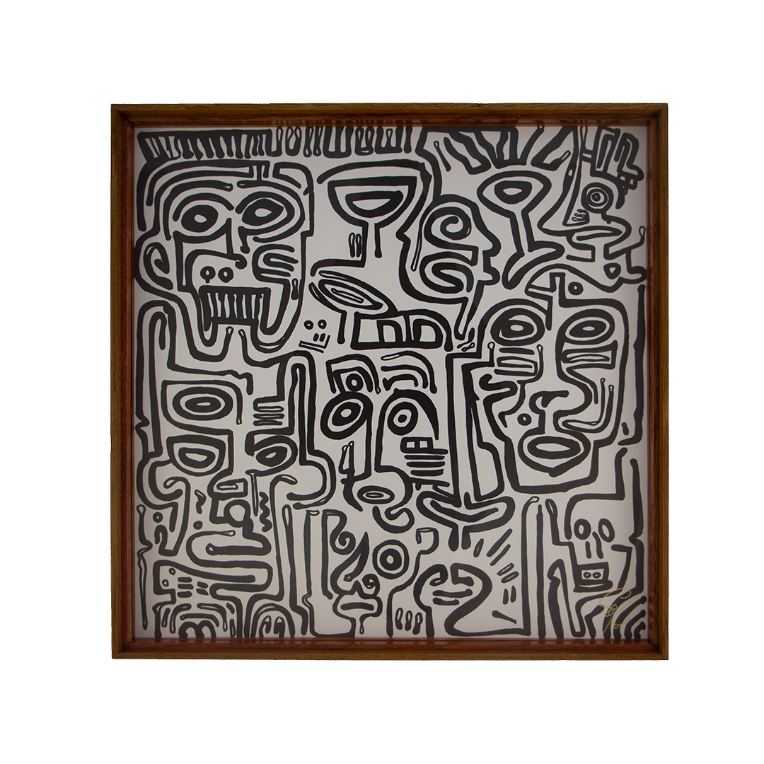 Harshness and softening seem to occupy the same inner field here, as if self-criticism is being quietly reworked from within. Veiled Alchemist: Artwork 001; framed monochrome artwork on paper