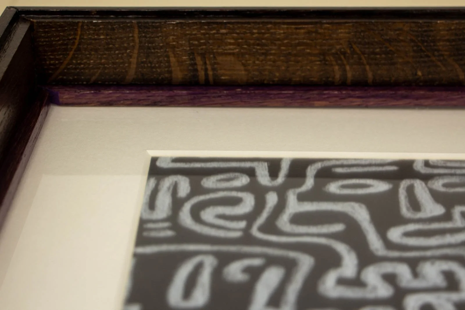 Synaptic Mythos 002 frame: inner corner, purple oak accents, detailed oak 