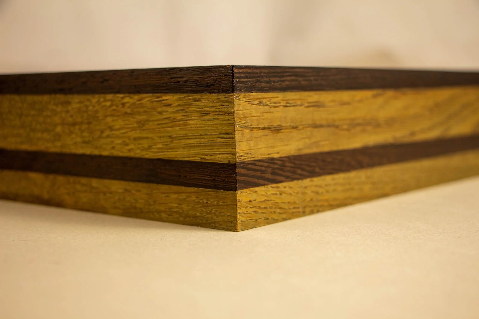 Formless Equation 002 frame: oak frame with wengé edge, clean mitred corner, glass set flush