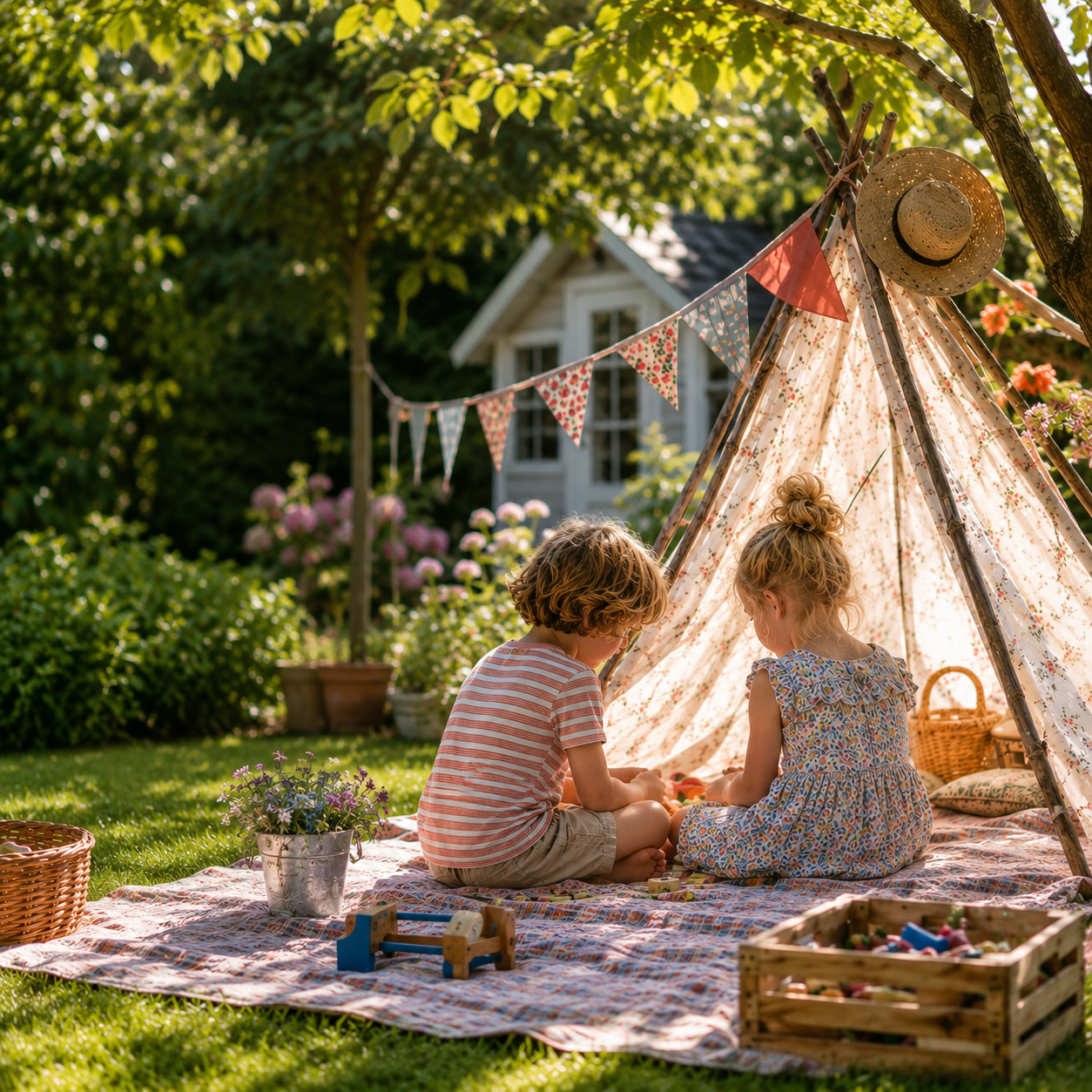 Kids playing in the garden