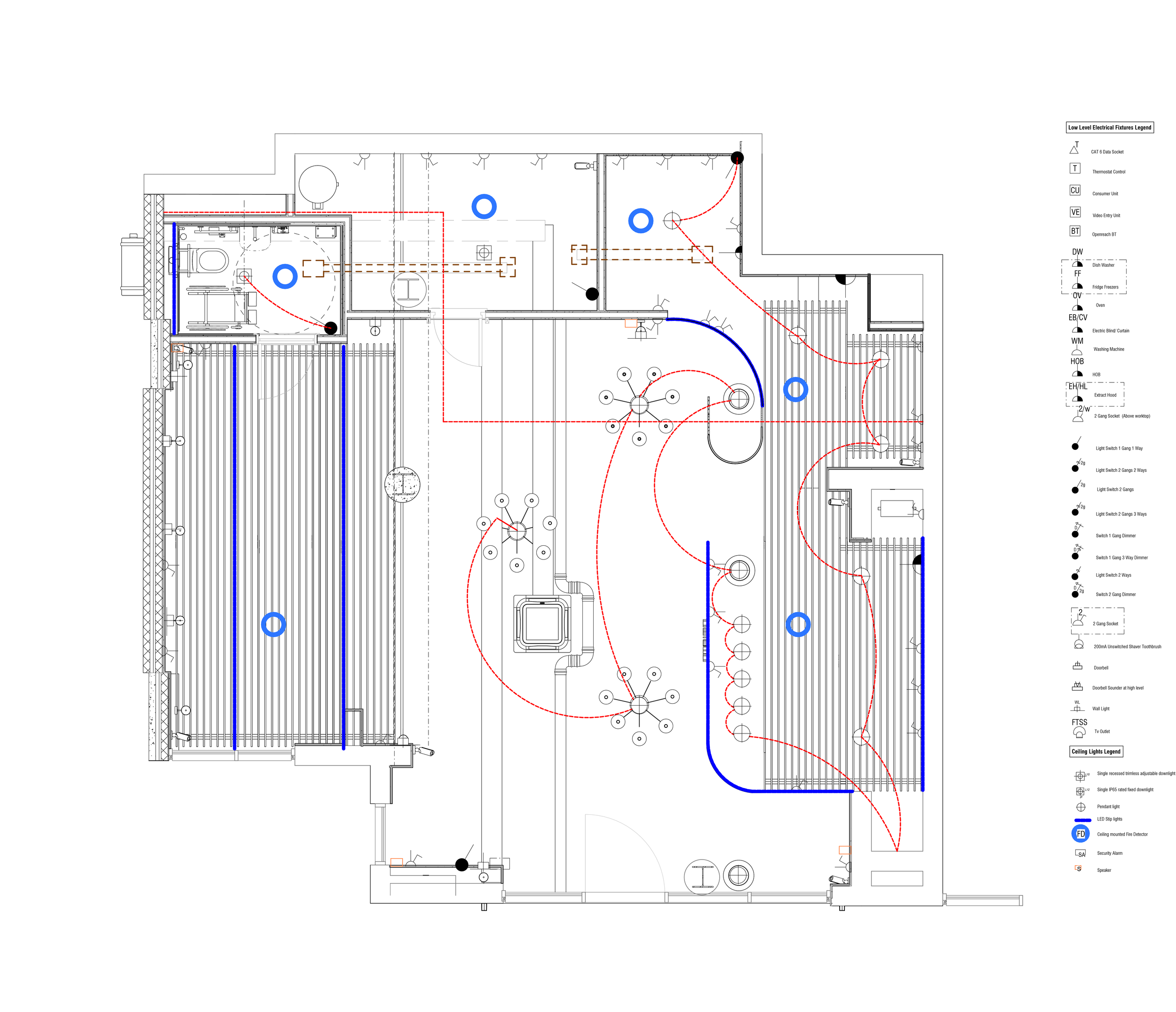 Electrical Layout — Coordinated service and lighting layout.