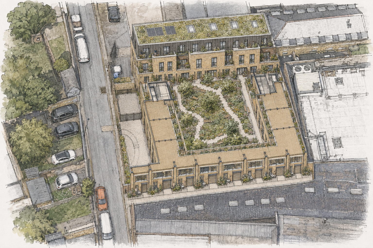 Illustrative proposed massing study within the site study area; not submitted or consented.