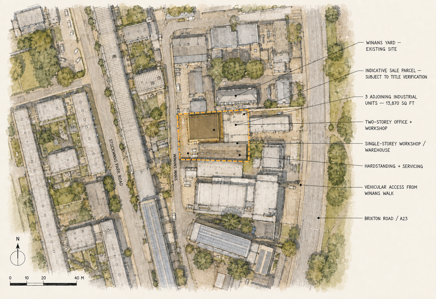 Illustrative site-context plan based on available mapping; boundaries and dimensions remain subject to survey and title verification.