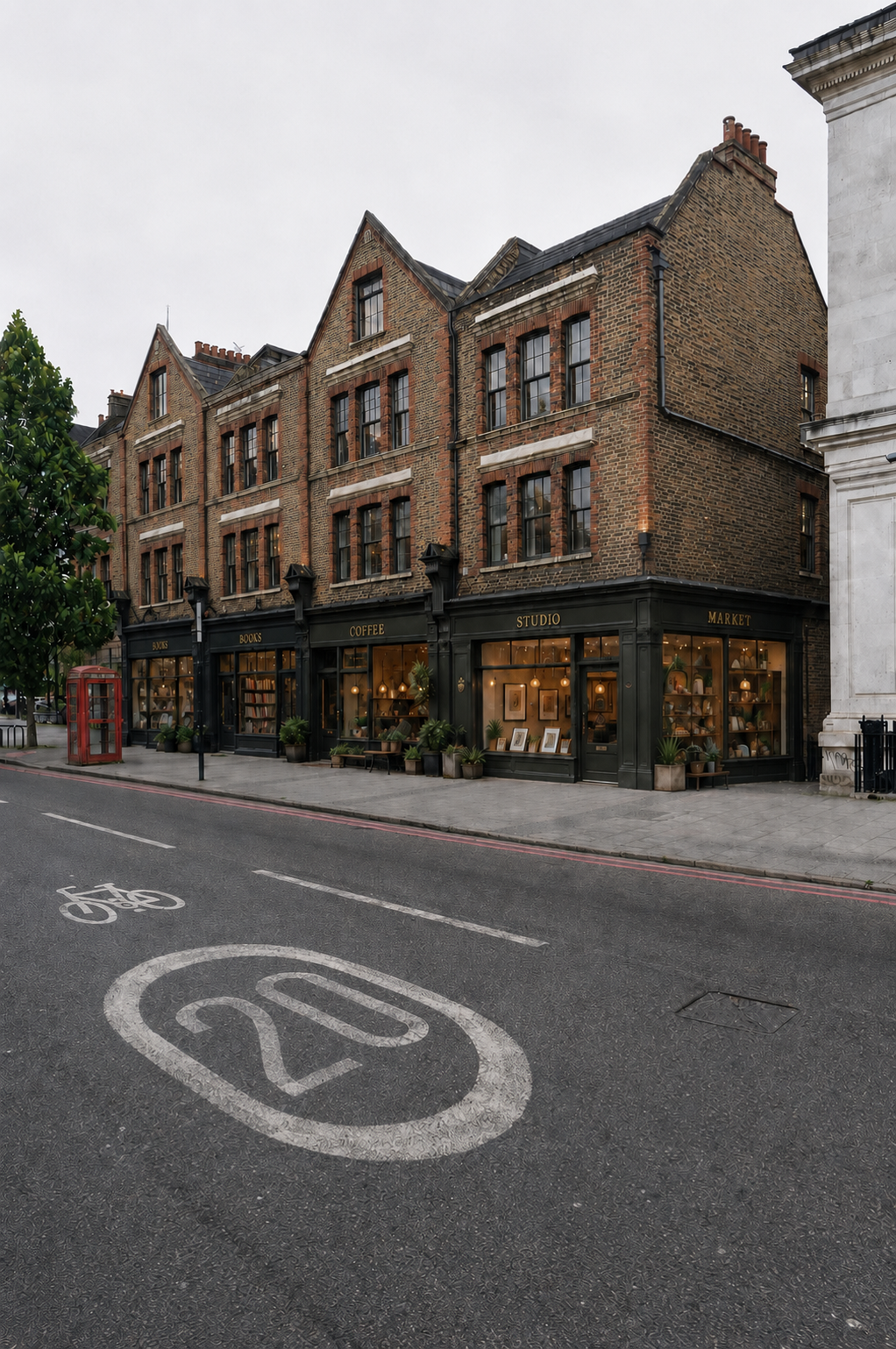 Frontage Renewal — Illustrative proposal for repaired masonry, restored openings and reactivated ground-floor uses.