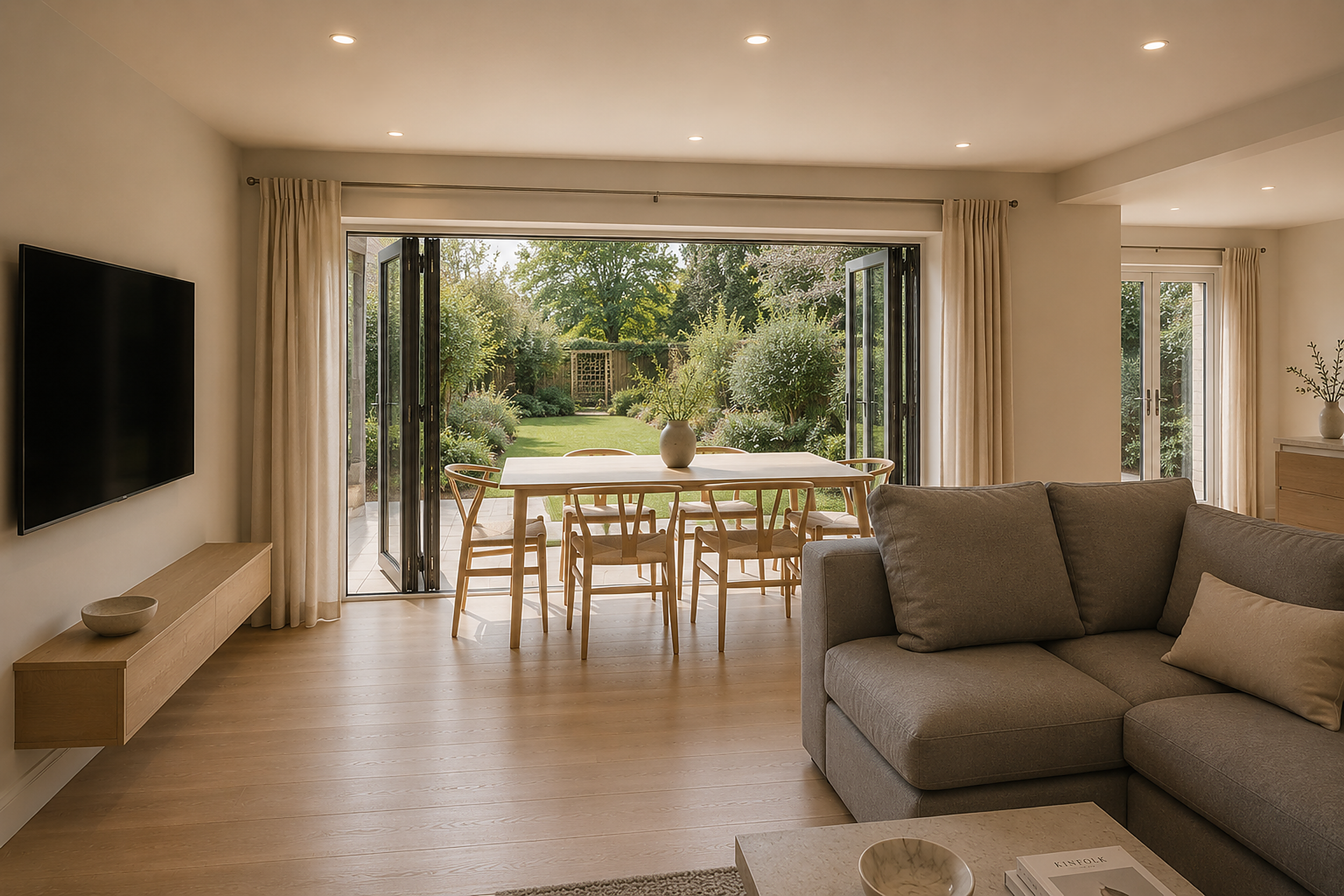 Dining Space — Folding doors opening to the garden.