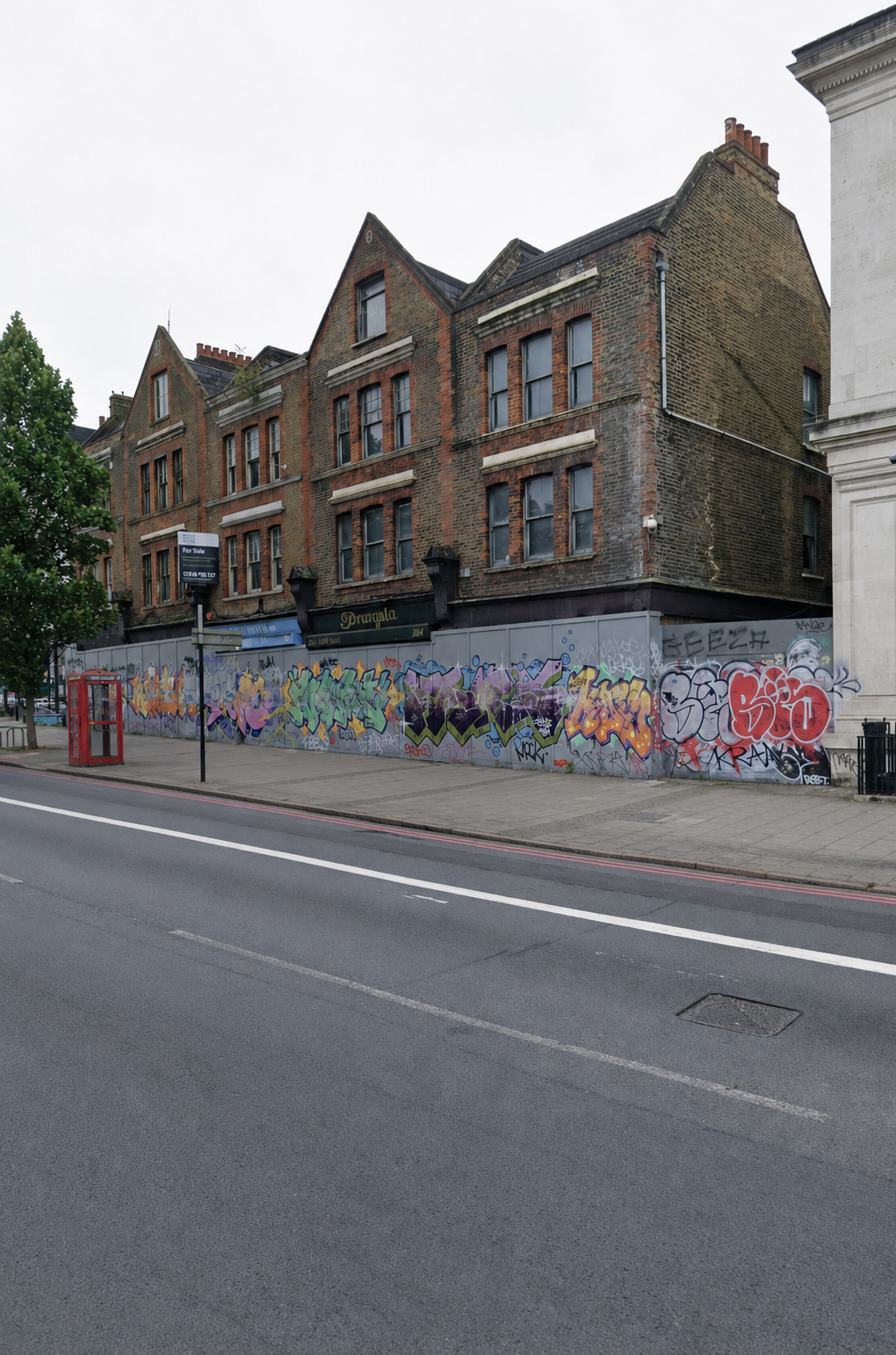 Existing Frontage — Source-informed baseline study of the retained New Cross Road terrace beside the Former Deptford Town Hall.
