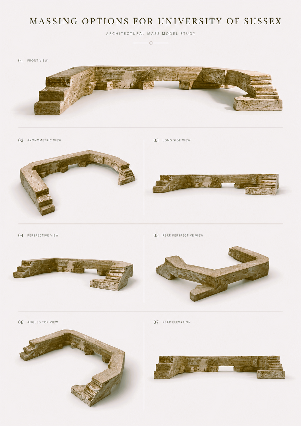 Massing Options — Alternative wing geometries and corner conditions tested in card.