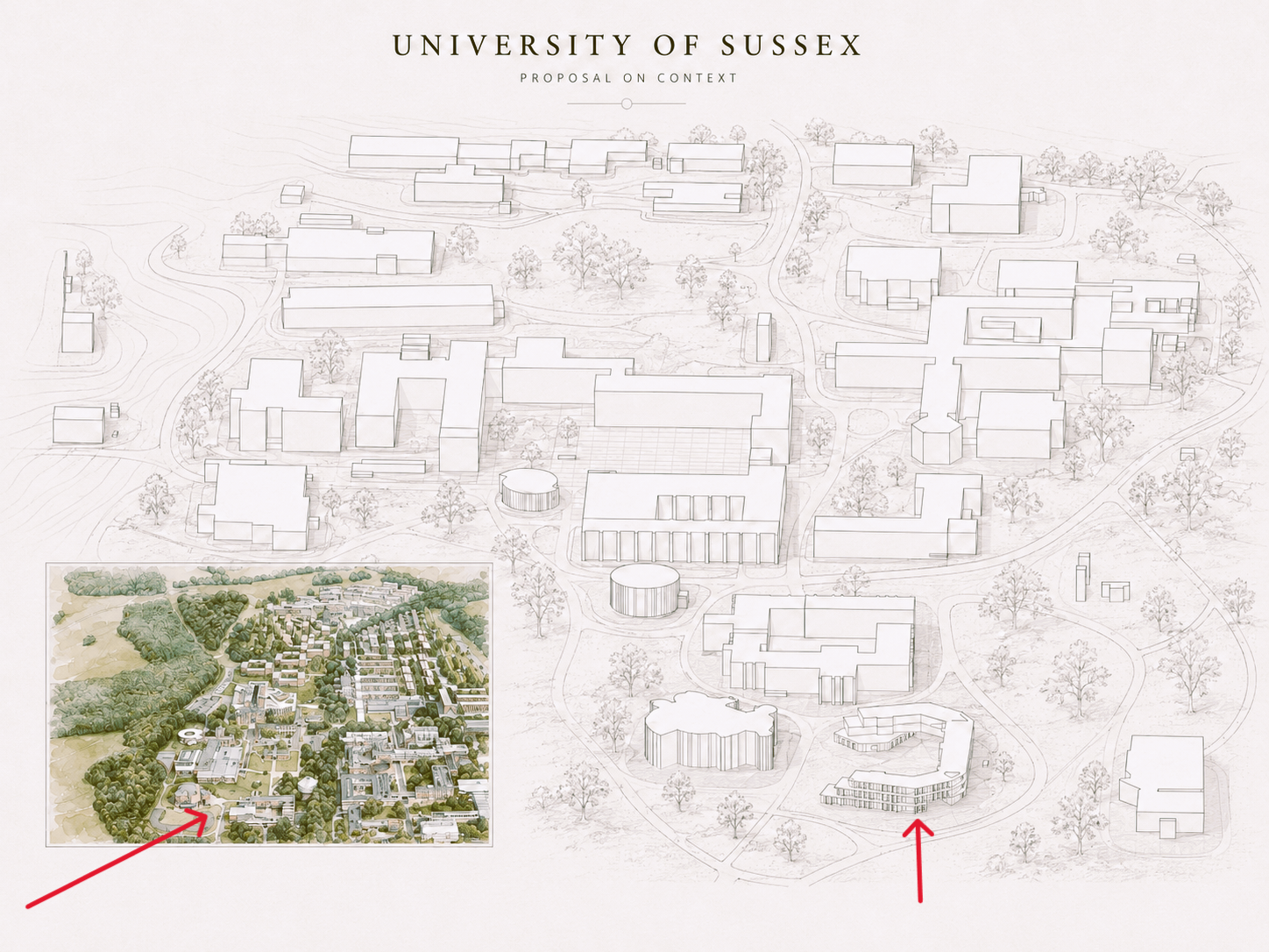 Campus Plan — The proposal located within the illustrated Falmer campus plan.