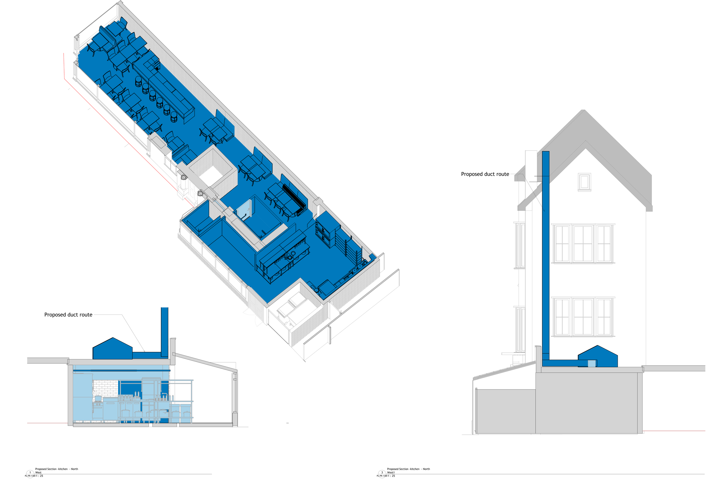 Proposed Section — Kitchen and servicing coordination.