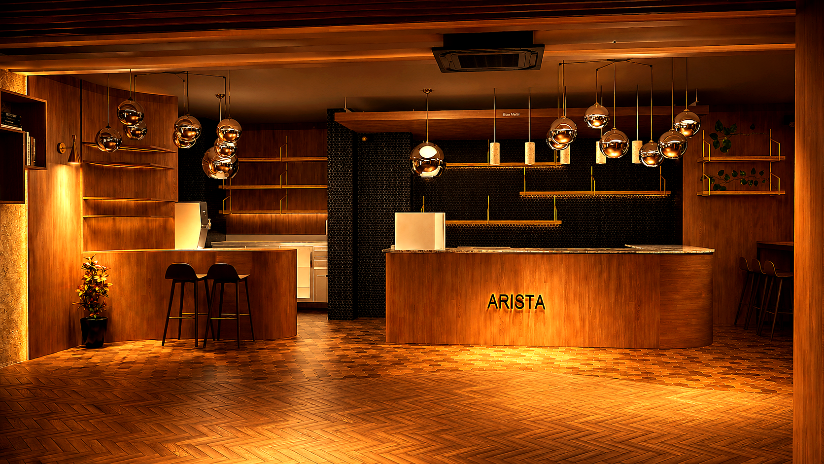 Visualisation — Wide view of the proposed bar frontage.