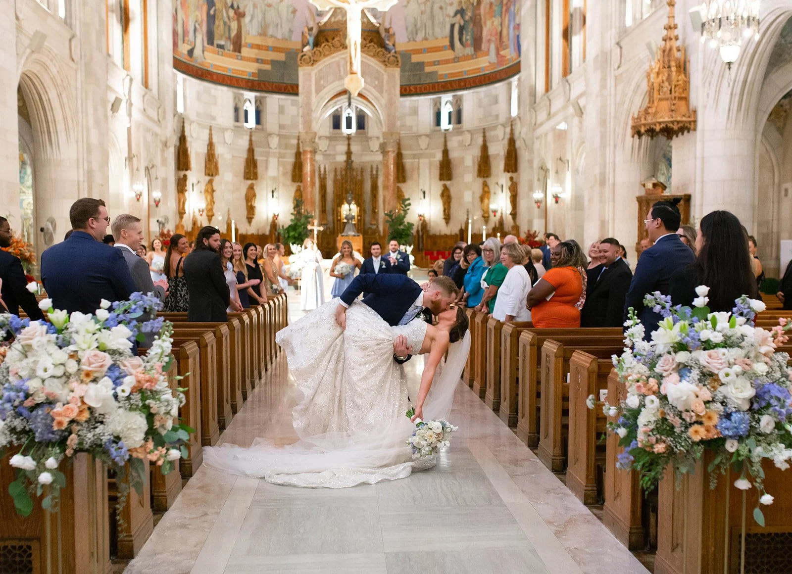 Fall wedding ceremony at Rosary Cathedral in Toledo, Ohio coordinated by Ann Neely Events.