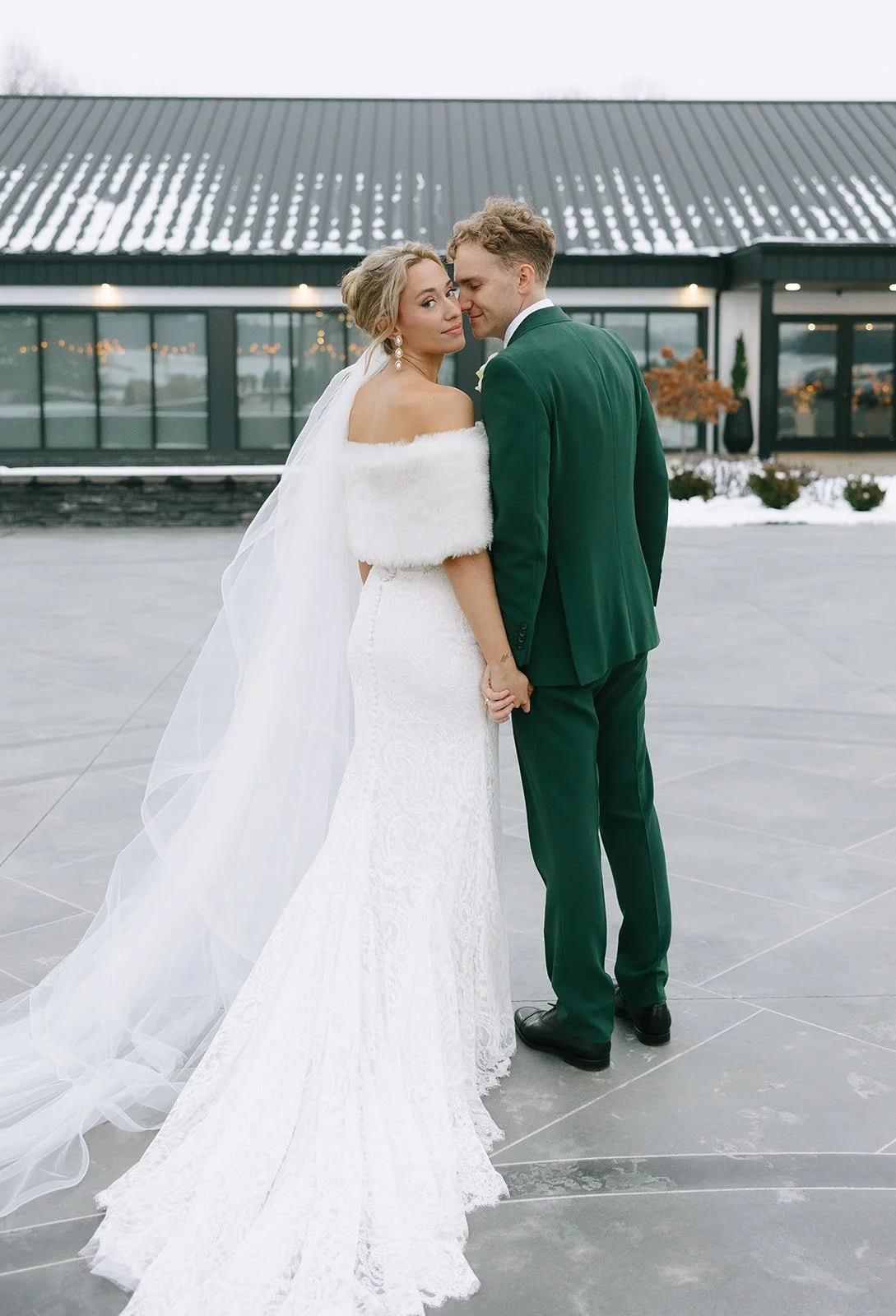 Winter wedding at Everhart Gathering Place in Nevada, Ohio coordinated by Ann Neely Events.