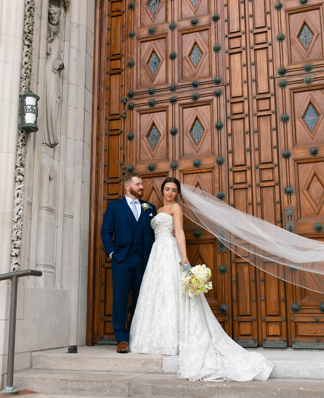 Fall wedding ceremony at Rosary Cathedral in Toledo, Ohio coordinated by Ann Neely Events.