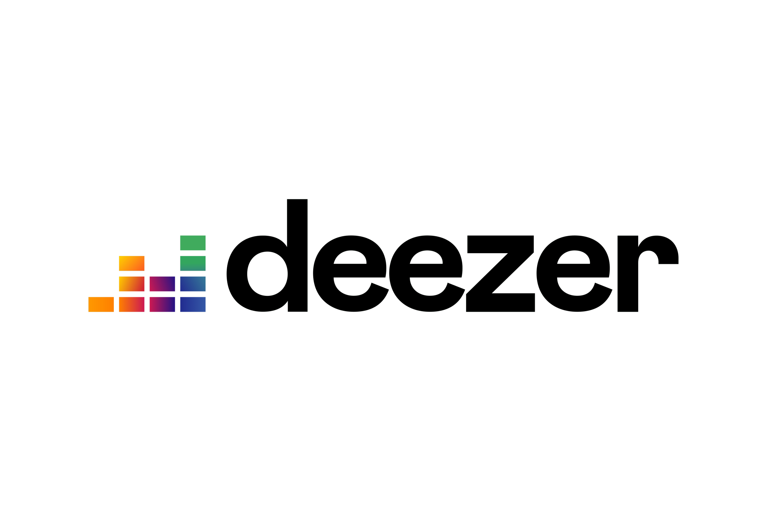 Deezer logo with colorful equalizer bars