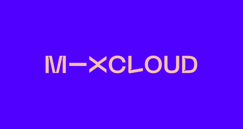 Text on a purple background that reads 'M-XCLOUD' with some of the letters replaced by symbols.