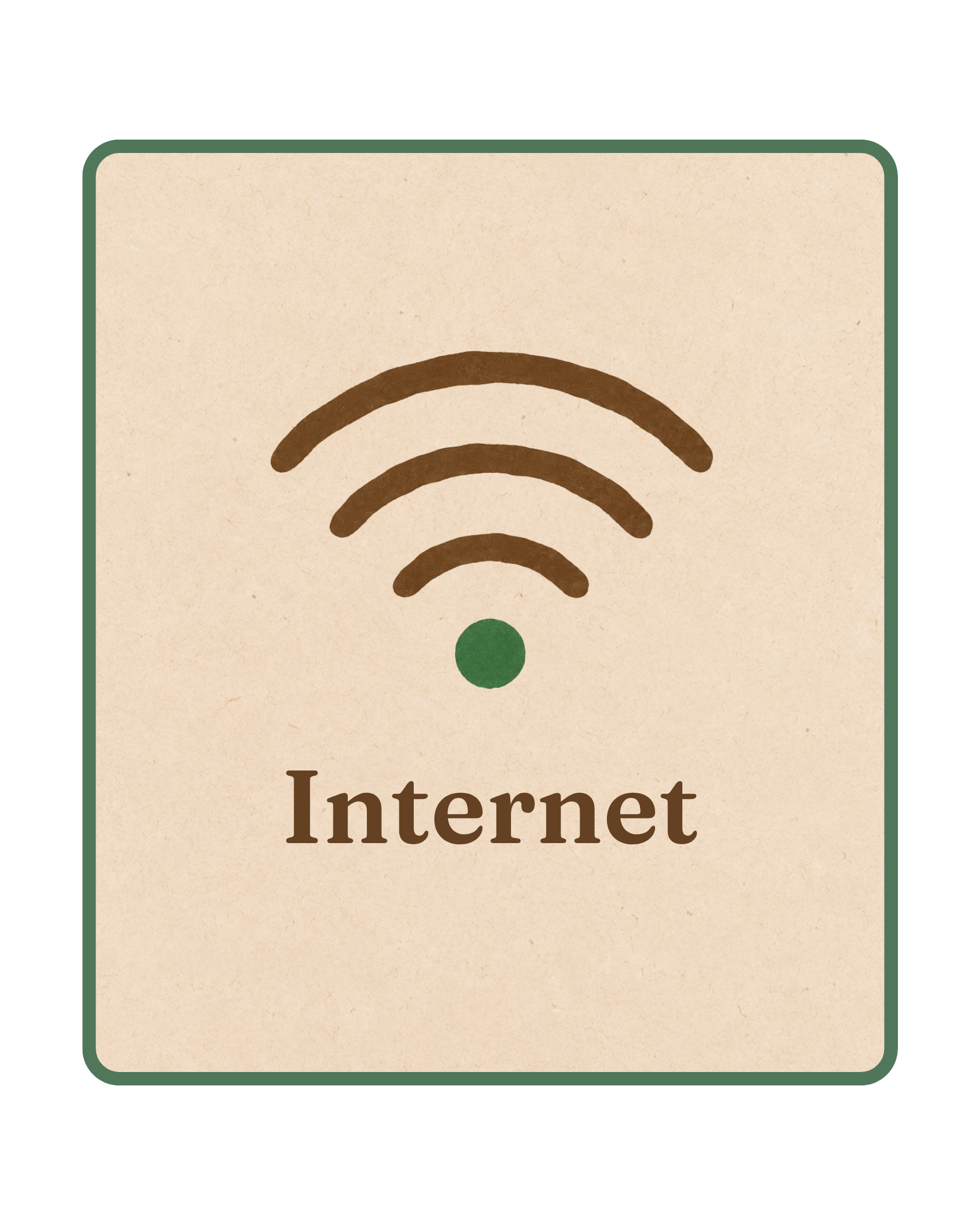 Illustration of a Wi-Fi signal icon with the word 'Internet' below it.