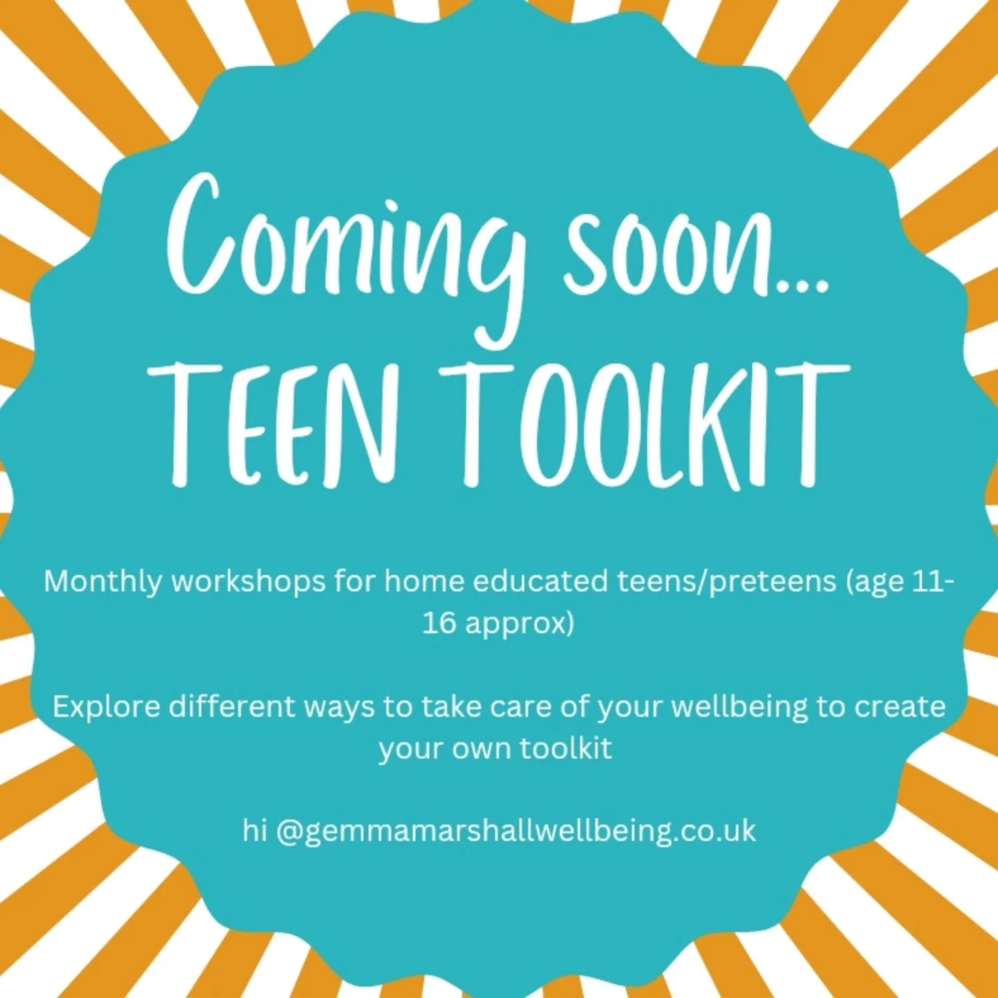 So excited to share that I will soon be launching monthly wellbeing workshops for home educated teens/preteens! 🎉

The sessions will cover a variety of different ways in which we can support our wellbeing and promote positive mental health, which yo