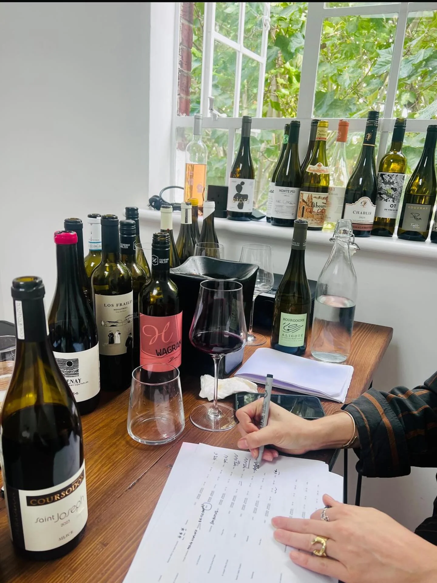 Tasting, testing, and taking notes&hellip; wine list in progress