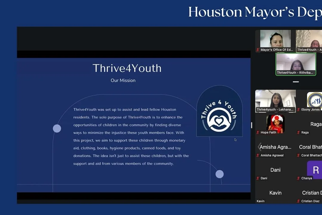 Thank you to the COHCCYA, the City of Houston Championing Change Youth Ambassadors, for giving us the opportunity to present our work and upcoming projects!
#thrive4youth