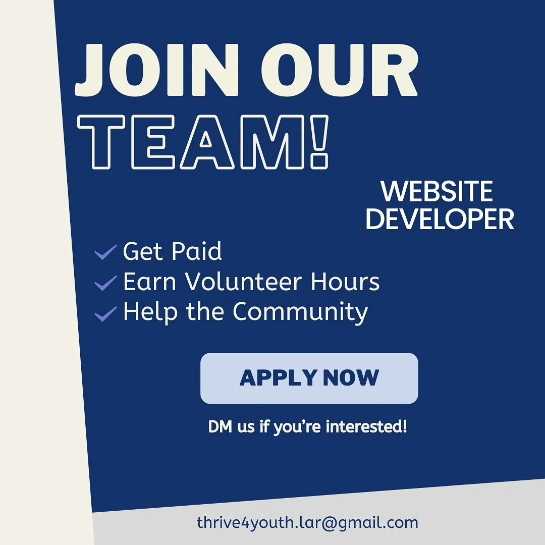 Join our team today by being in charge of our website design! You can get paid, receive volunteer hours, and help the community! Dm/email us if you are interested!