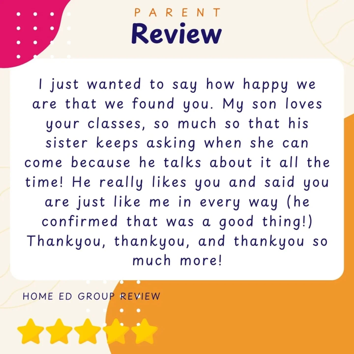 Such a lovely comment from a new parent 🥰 It's been lovely to meet and work with even more children since starting a second group ✨

#shinebrightlearning  #homeedgroup  #reviews