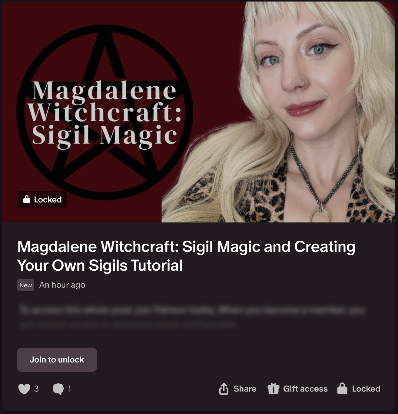 ruby wolf's patreon teaching magdalene witchcraft and sigil magic