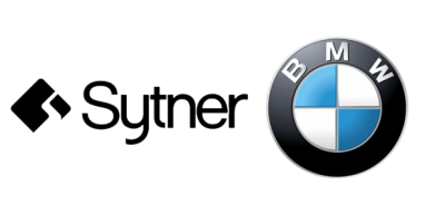 Logo featuring the text 'Sytner' with a stylized pattern and a round emblem of the BMW logo.