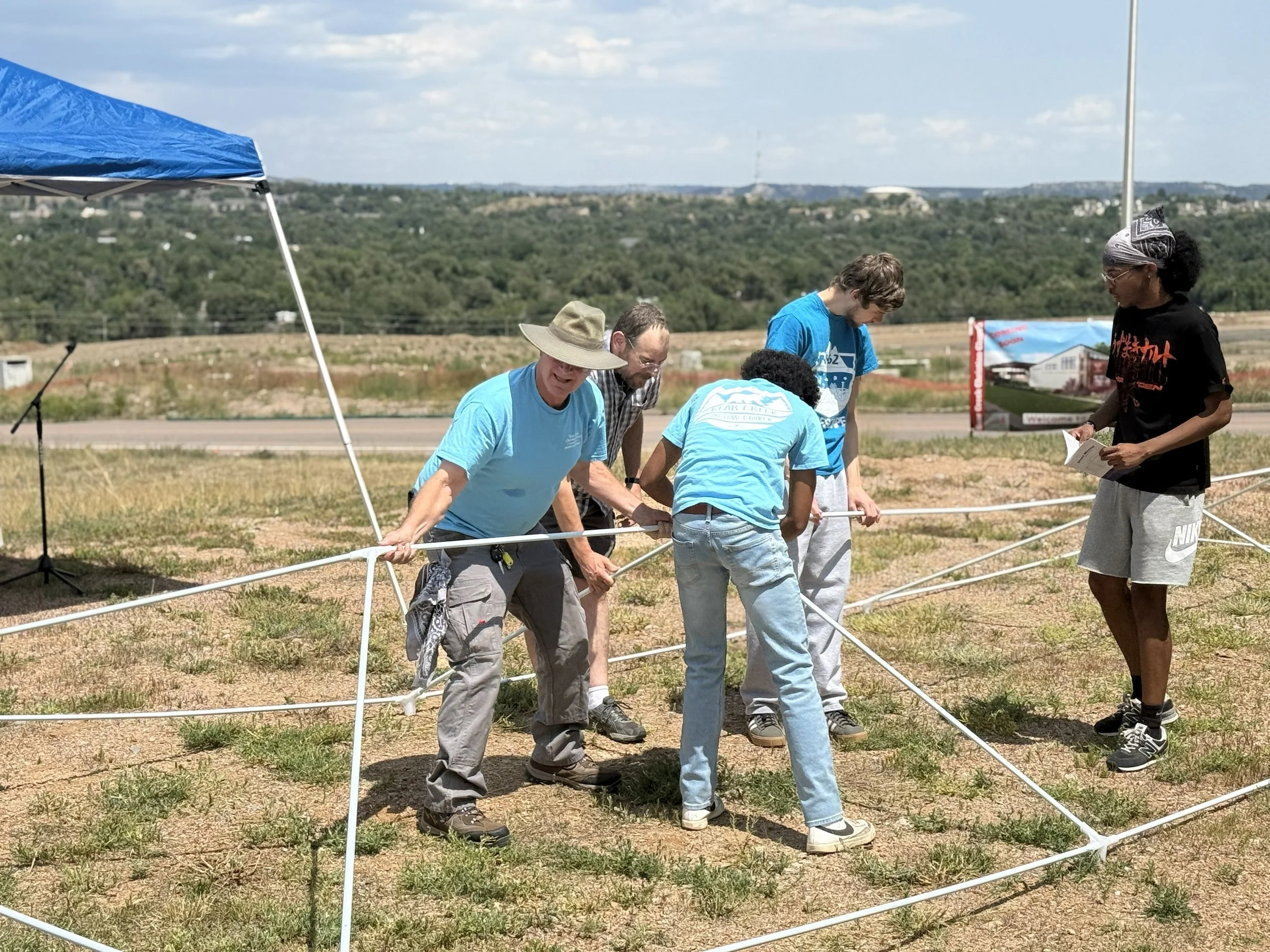 setup of Canopy at Groundbreaking Celebration