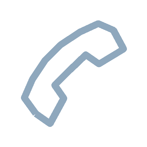 Outline of a vintage telephone receiver icon with a cord, in light blue on a black background.
