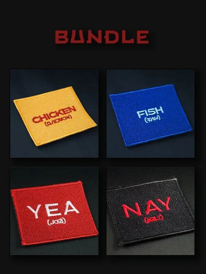 Keposhka Voting Signs | Yea/Nay & Chicken/Fish | Embroidered Iron-On Patches