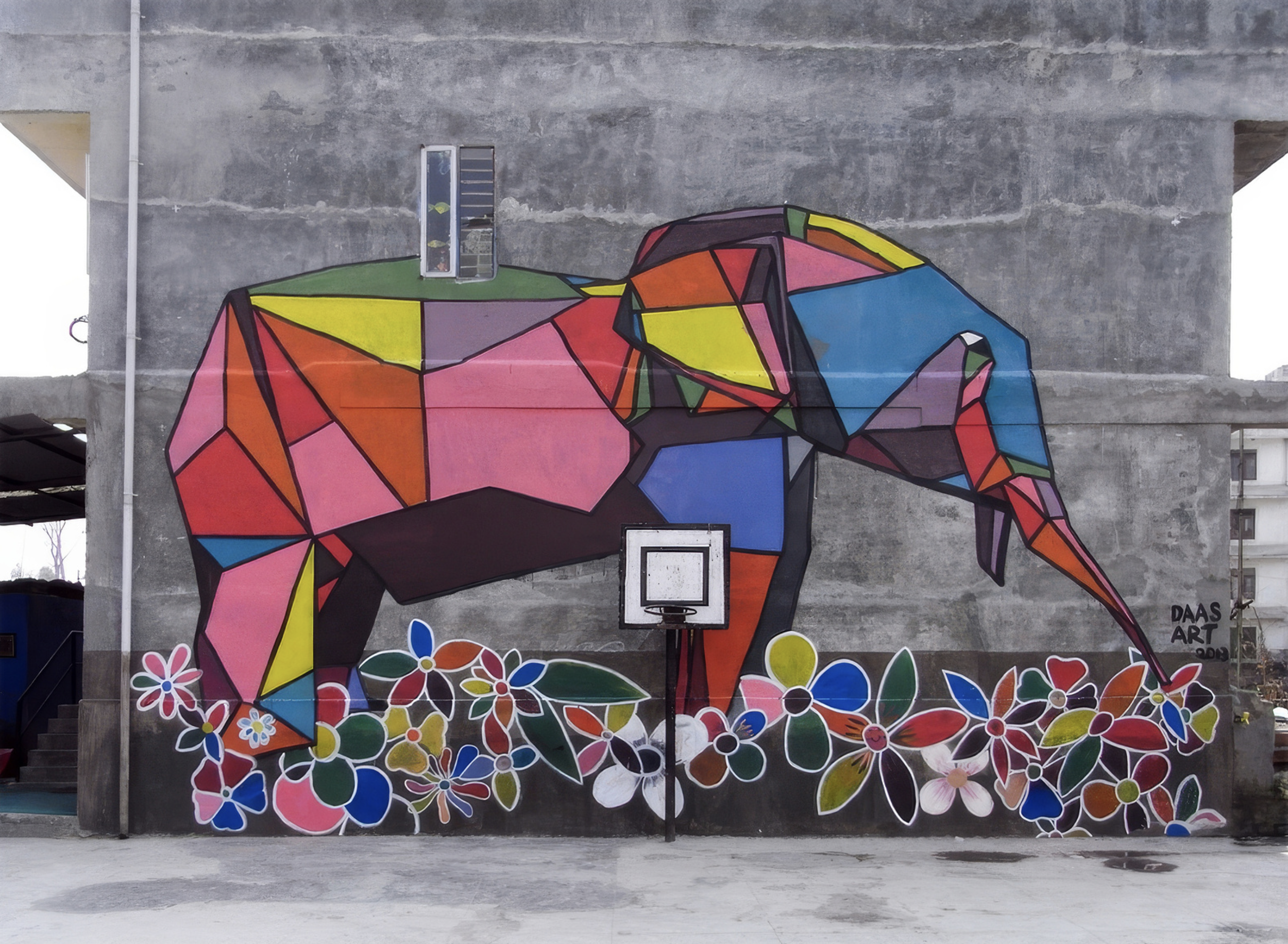 Elephant in a field of flowers | Kolor Kathmandu | Kathmandu, Nepal
