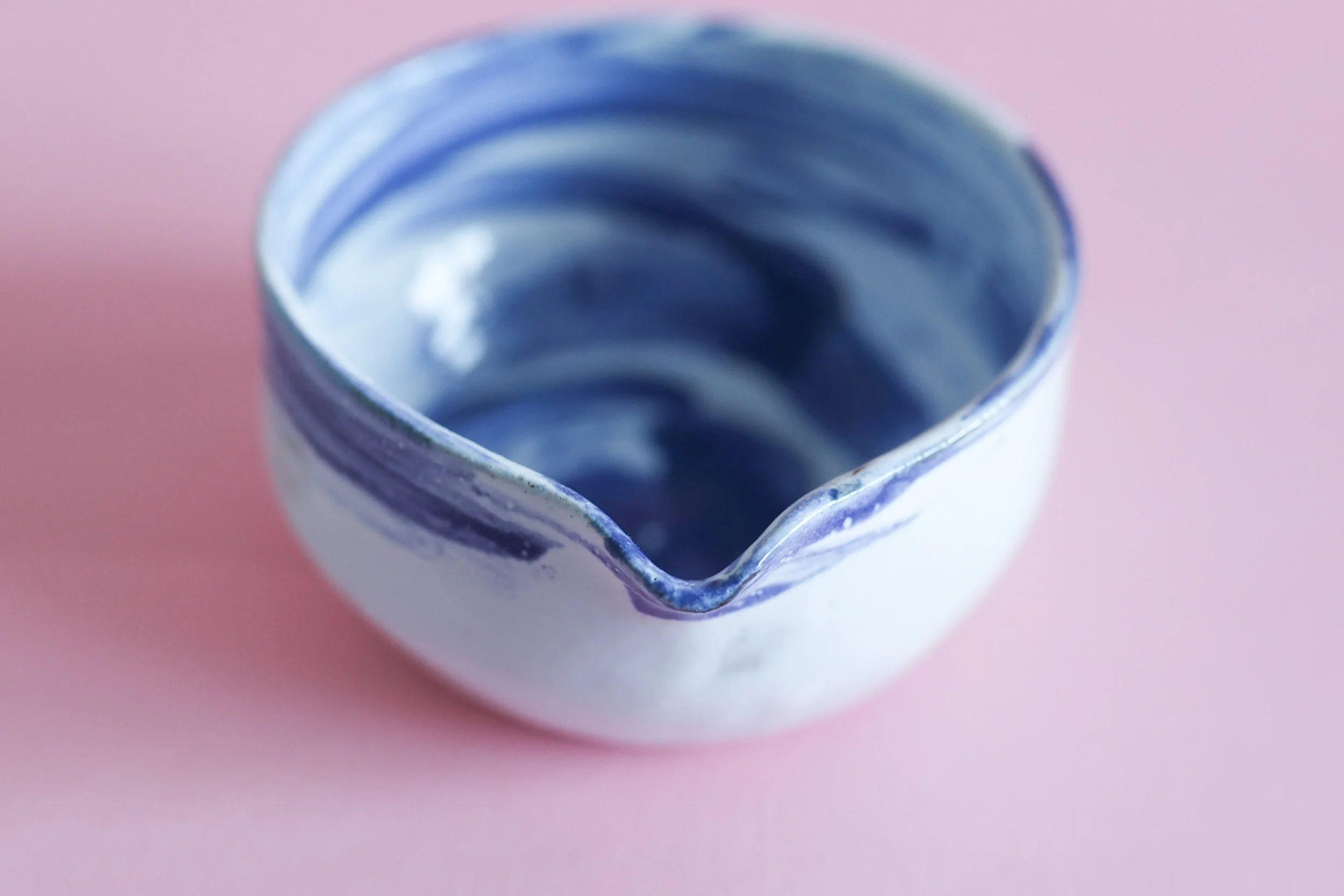 Blue and white matcha bowl