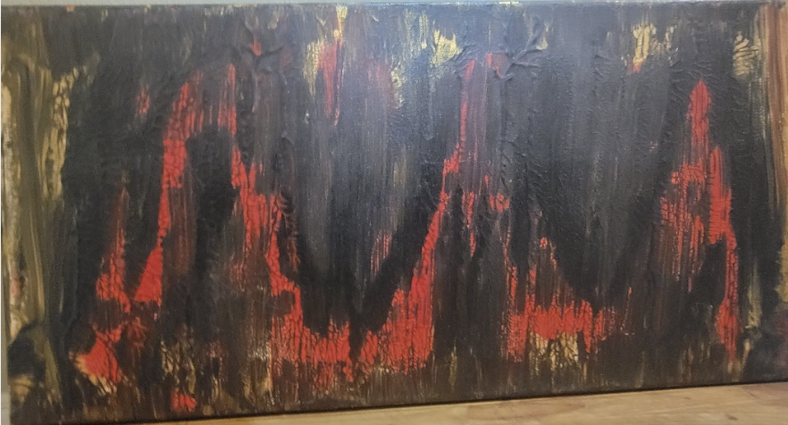 Vital Signs of a Life Still Left...[2023] [Medium: Acrylic, Glitter, and Gold]