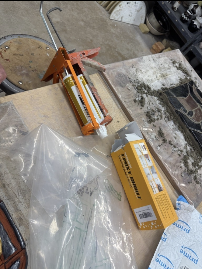 Tools on a table to get the pieces connected