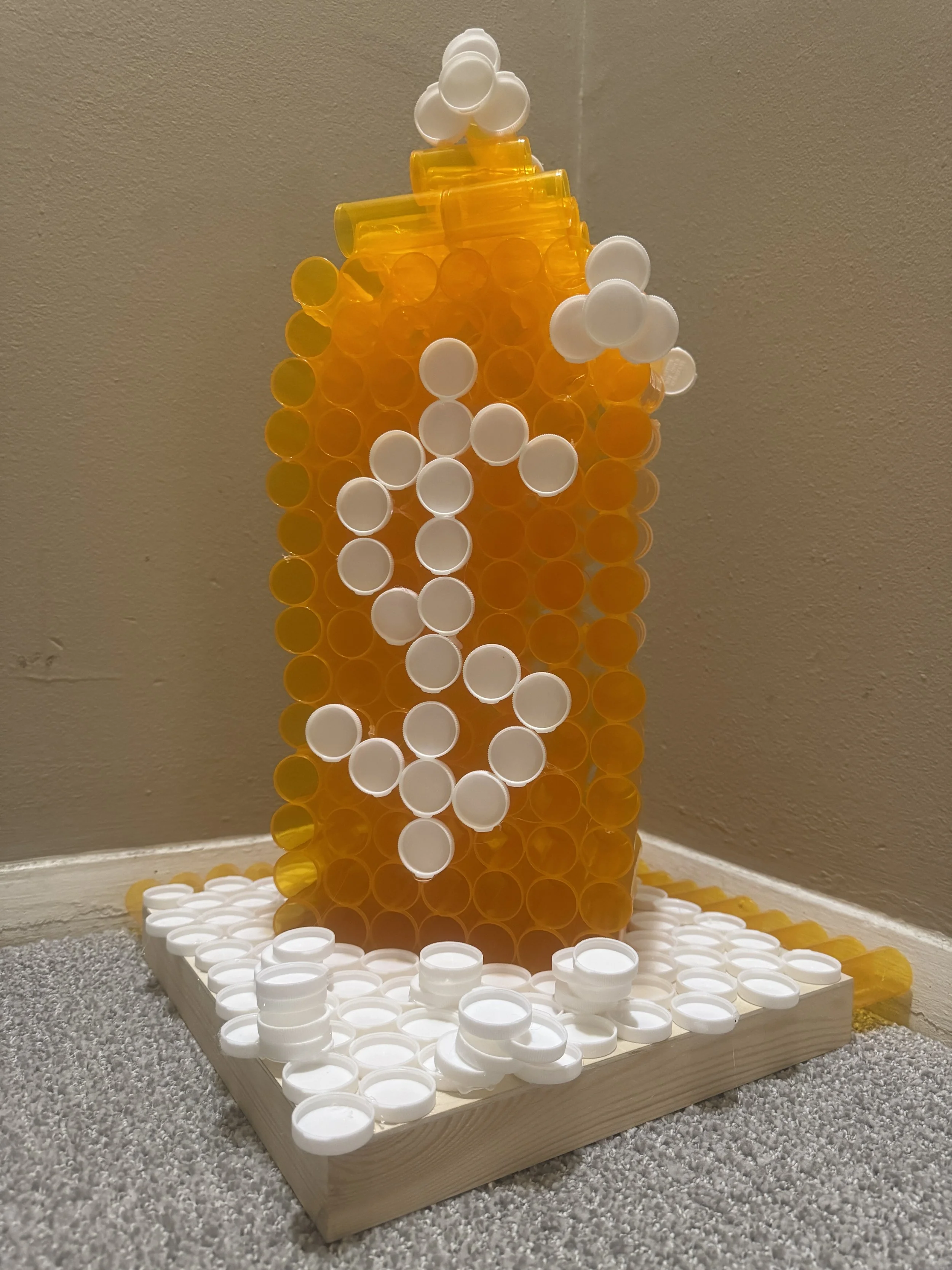 Briwolf's Read or Die: Fuck Big Pharma [2025] [Medium: Pill bottles, Wood Base]
