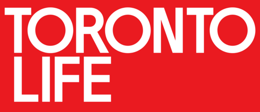 Red background with white text saying "TORONTO LIFE."