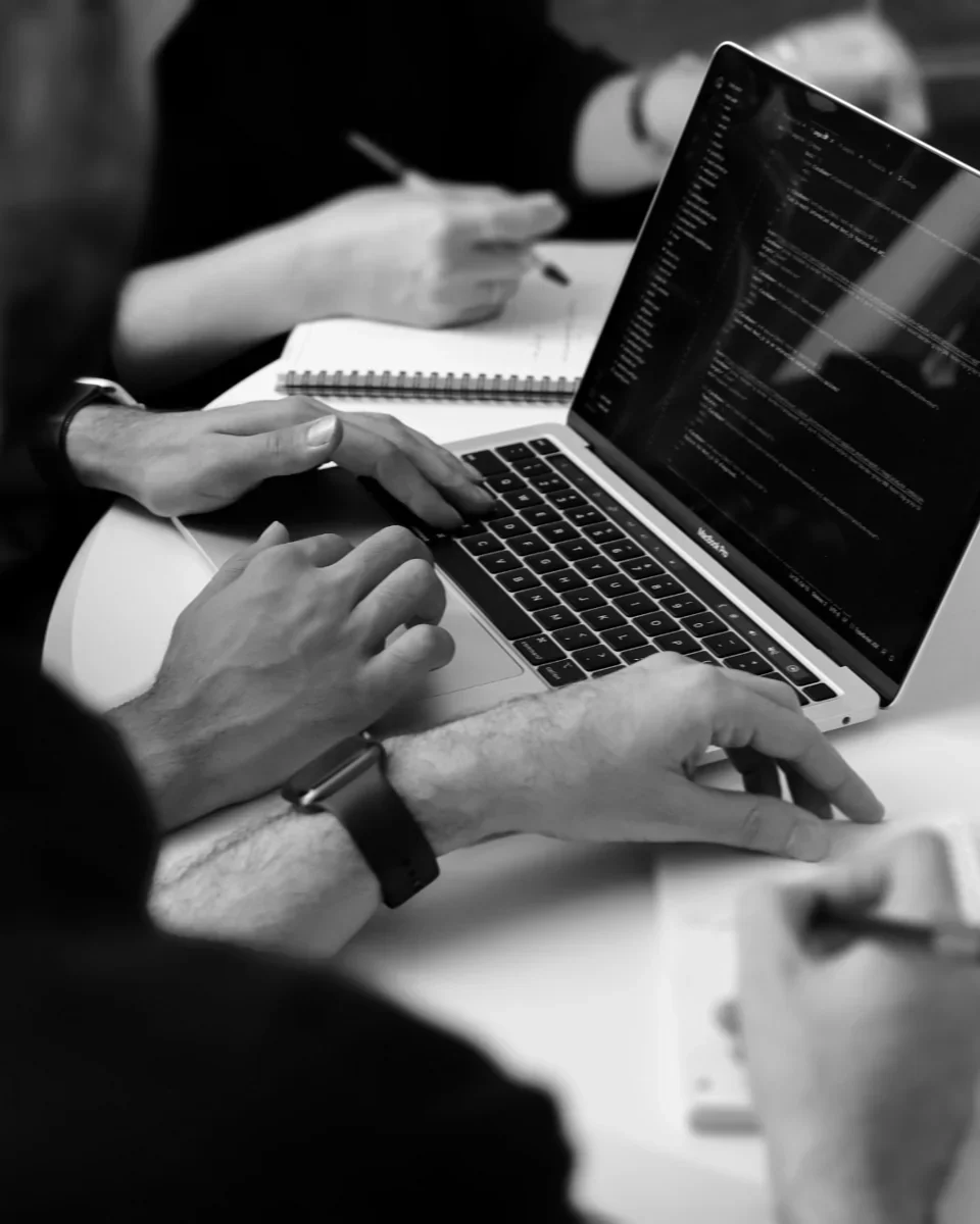 Executives collaborating during a focused strategy session.