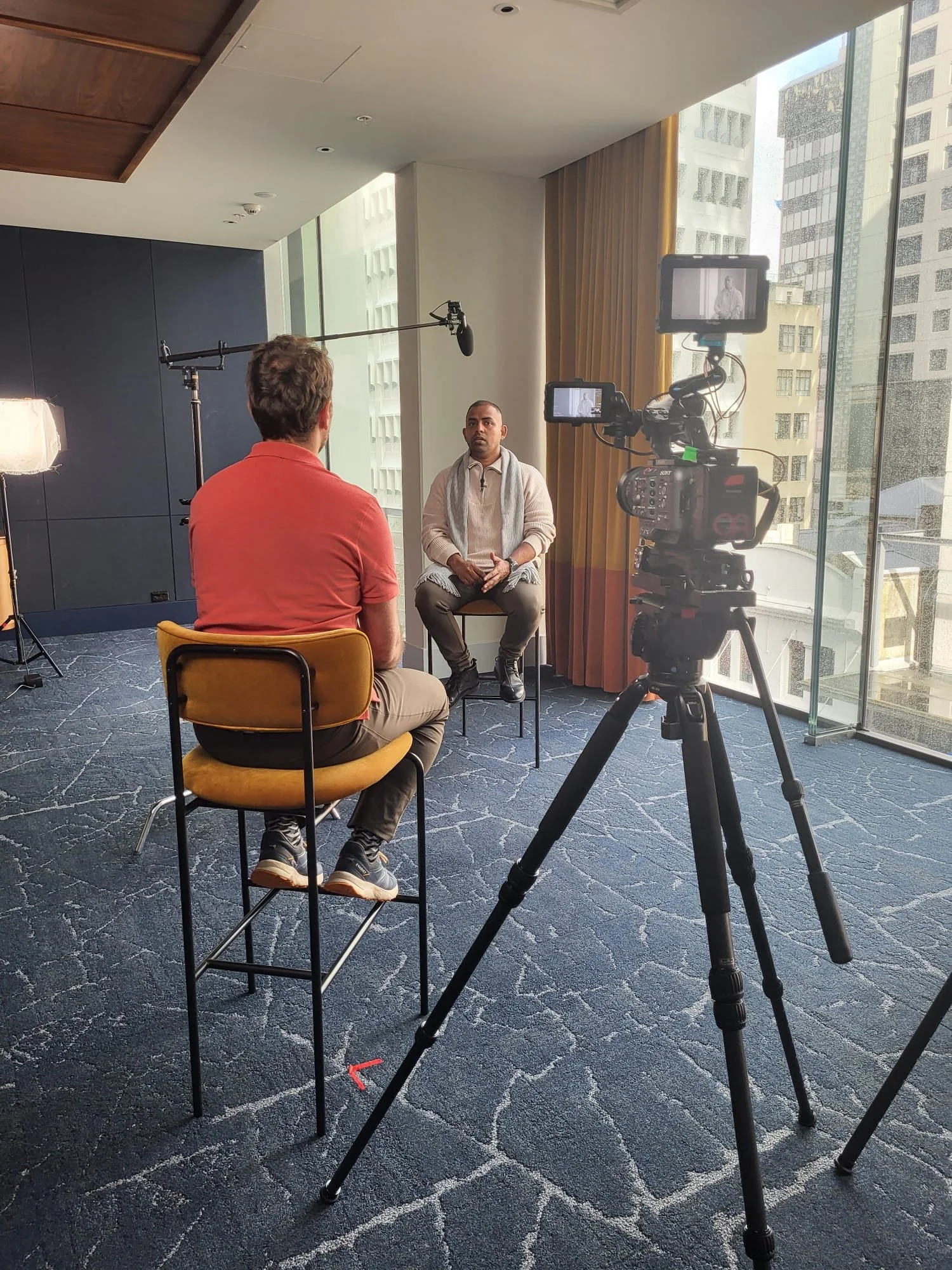 Interview setup in Auckland, New Zealand.