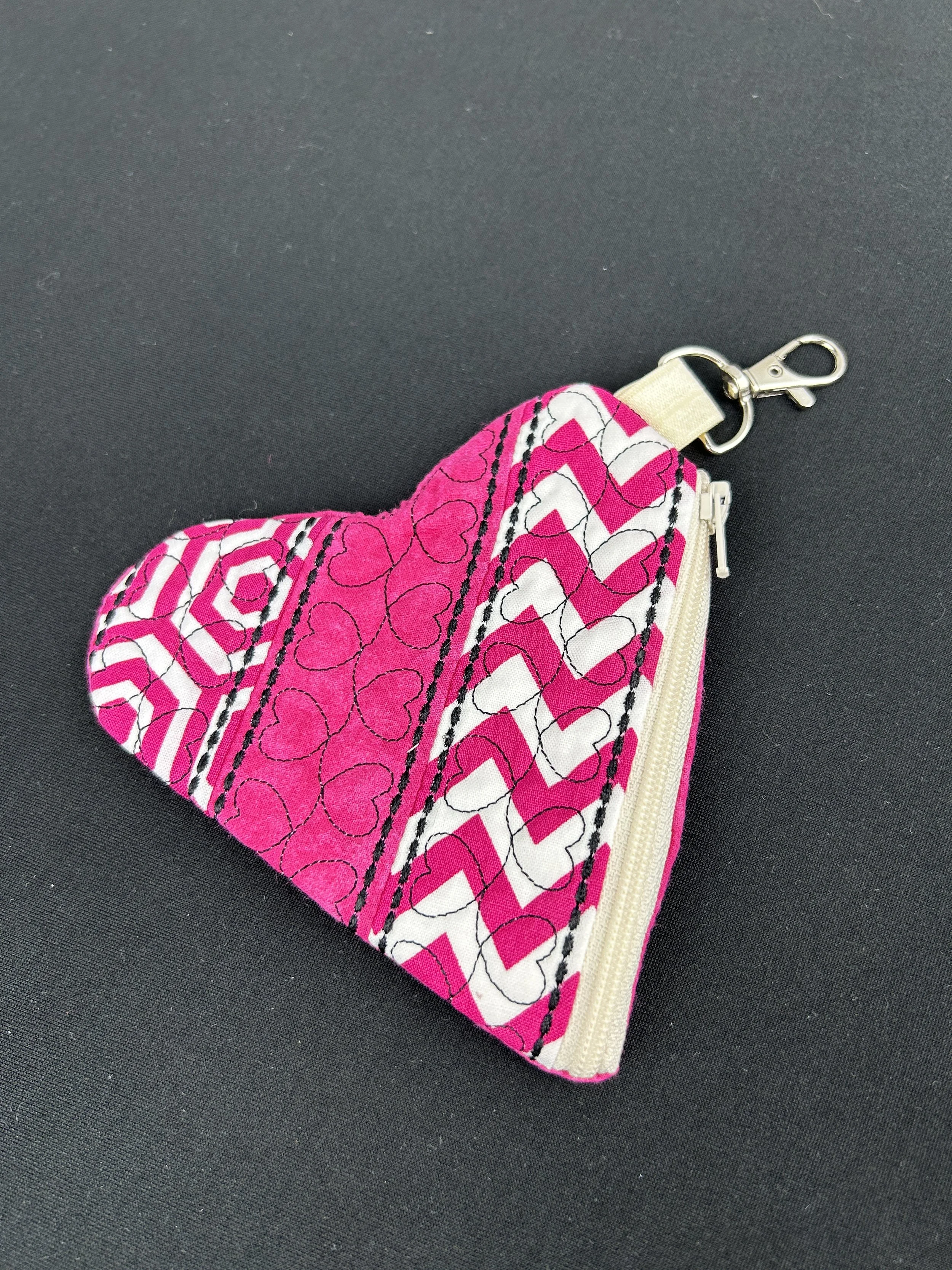Quilted Heart Zipper Pouch (Small)