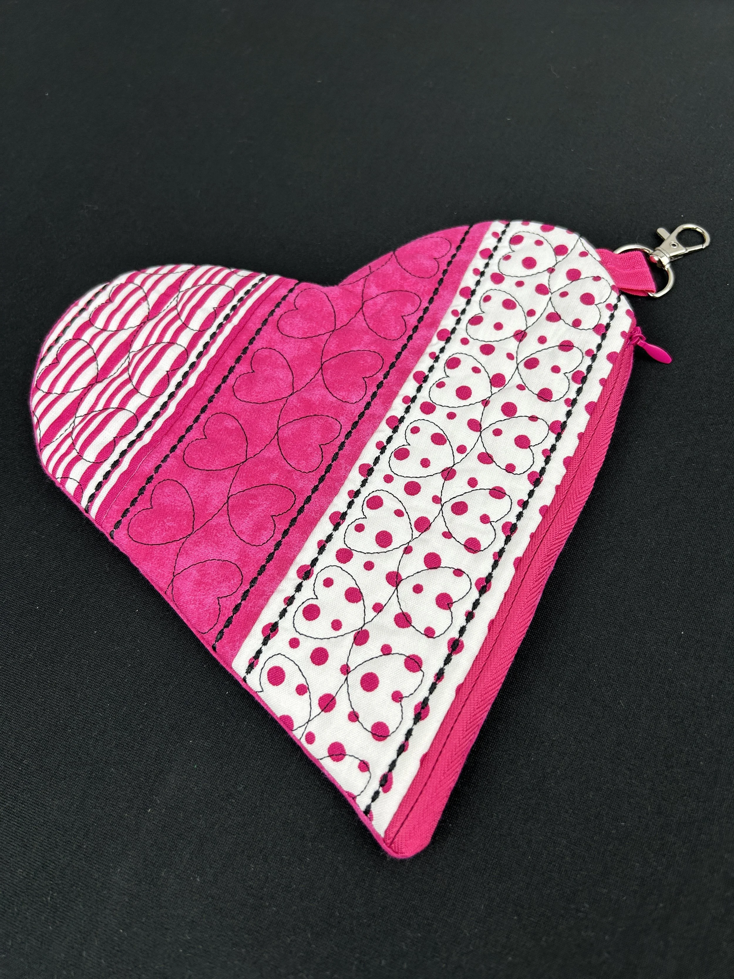 Quilted Heart Zipper Pouch (Large)