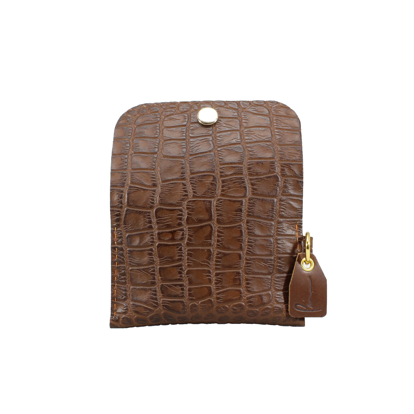 Mini Card Holder Brown Croc - Back Open.png