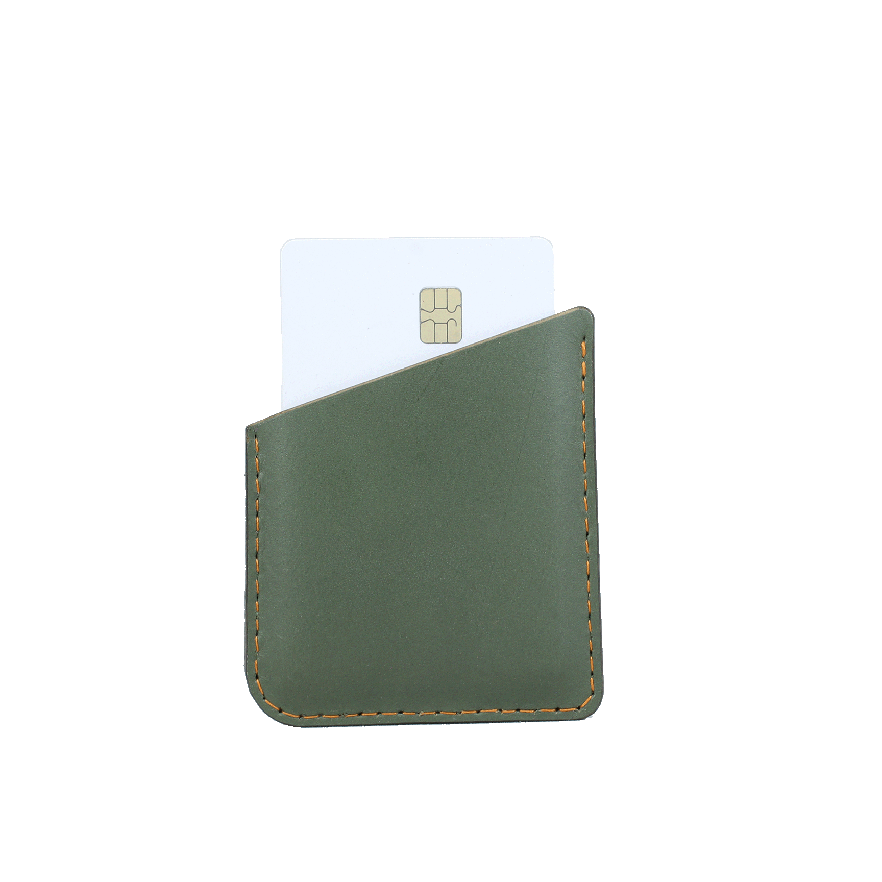 Oblique card Holder - Caramel and Green